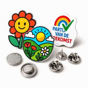 Custommade pin van kunststof met full colour opdruk