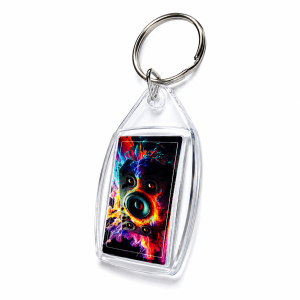 Transparante kunststof sleutelhanger met inlay