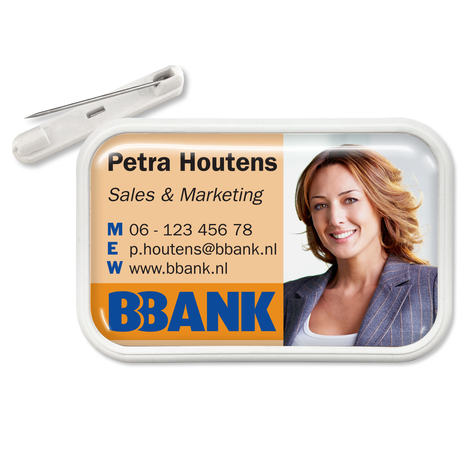 Naambadge met kunststof rand en dominglabel - Afbeelding 2