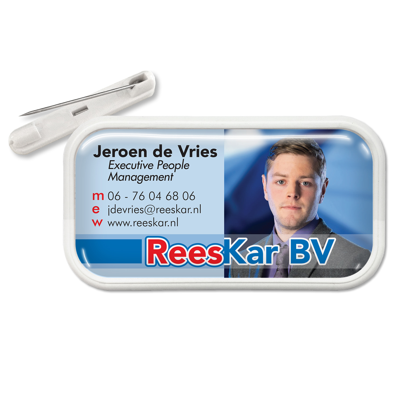 Naambadge met kunststof rand en dominglabel - Afbeelding 2
