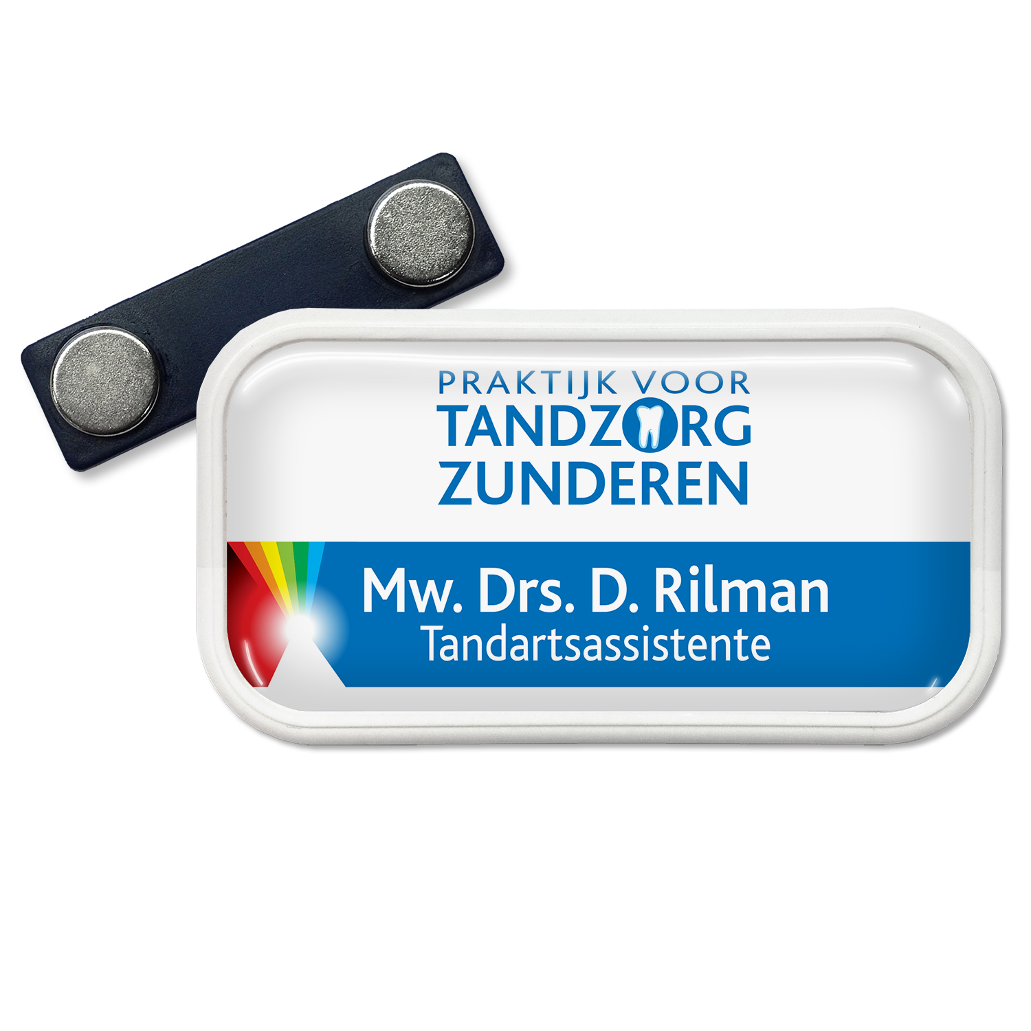 Naambadge met kunststof rand en dominglabel - Afbeelding 3