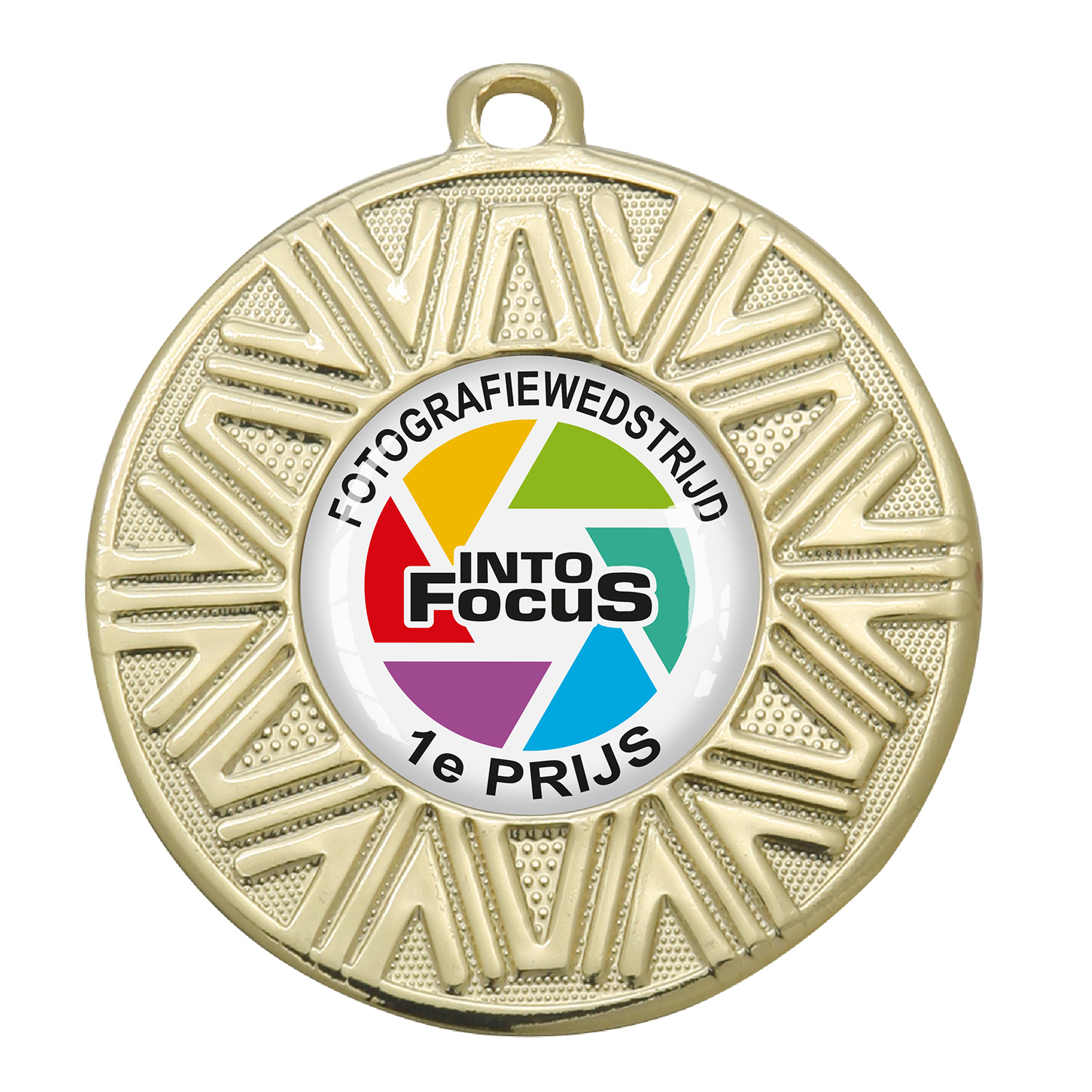 Medaille met zonnestraalpatroon ø 50 mm
