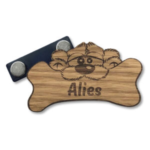 Houten naambadge met lasergravure