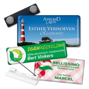 Naambadge met luxe dominglabel