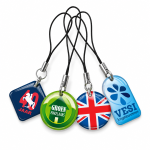 Tags met dominglabels promotiehangers met logo’s