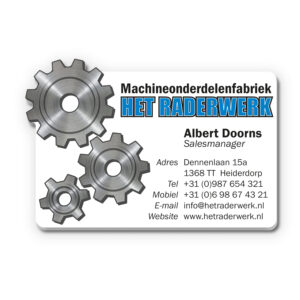 Kunststof Visitekaartje Het Raderwerk